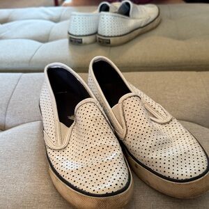 Sperry White Perforated Slip-On Loafers